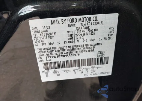 2023 Ford Maverick Xl z USA, uszkodzony, nr VIN 3FTTW8E33PRA09976